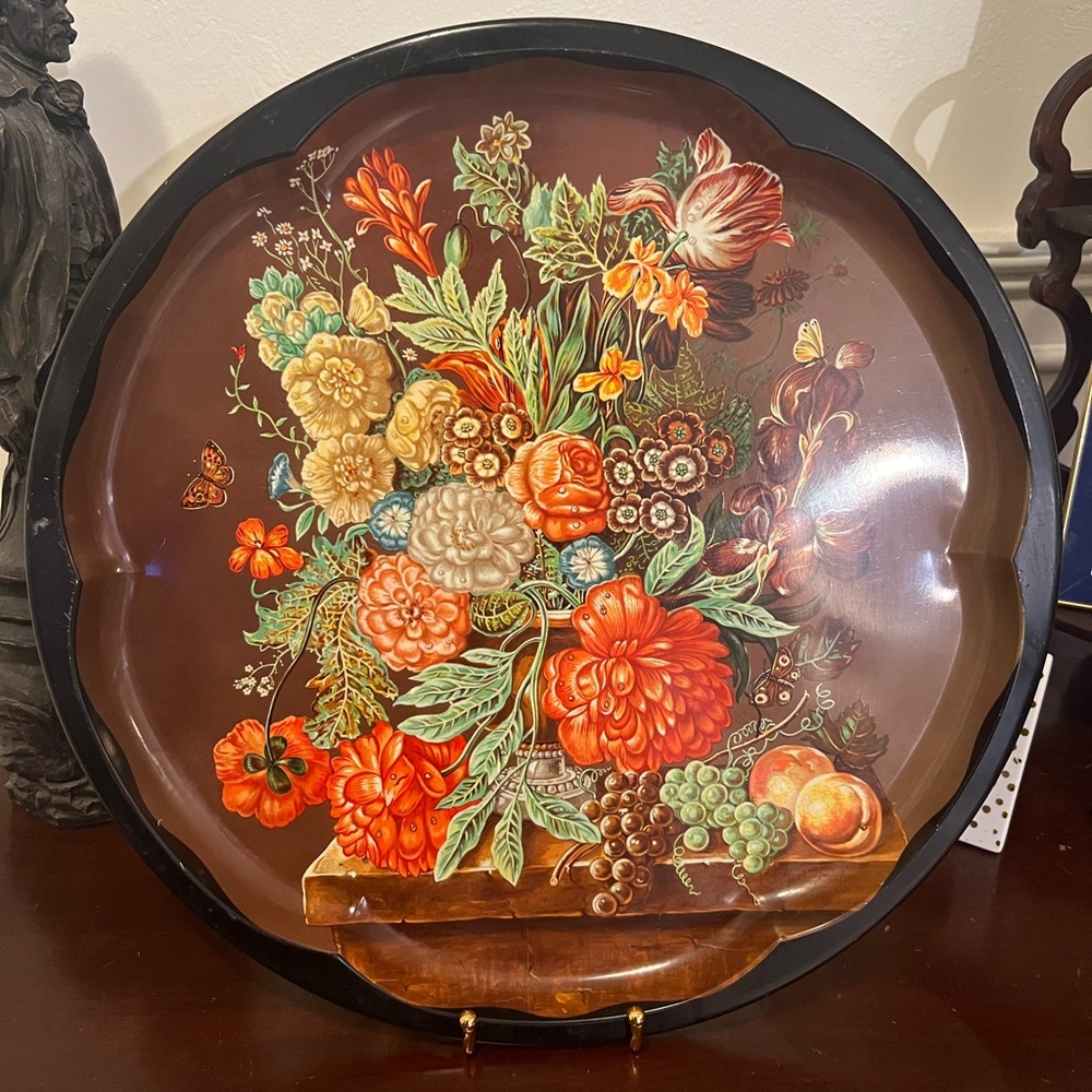 VTG English Country Floral Bouquet Tin Decorative Tray by Daher 16.25 in - Picture 2 of 8